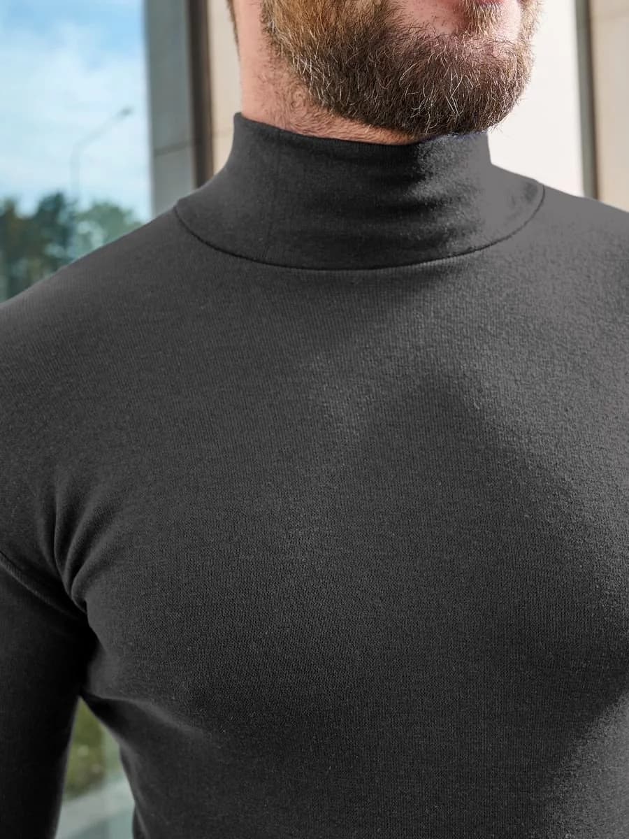 Водолазка с коротким горлом утепленная базовая хлопок