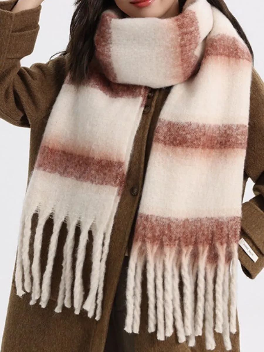 Шарф зимний теплый в полоску - фото 1