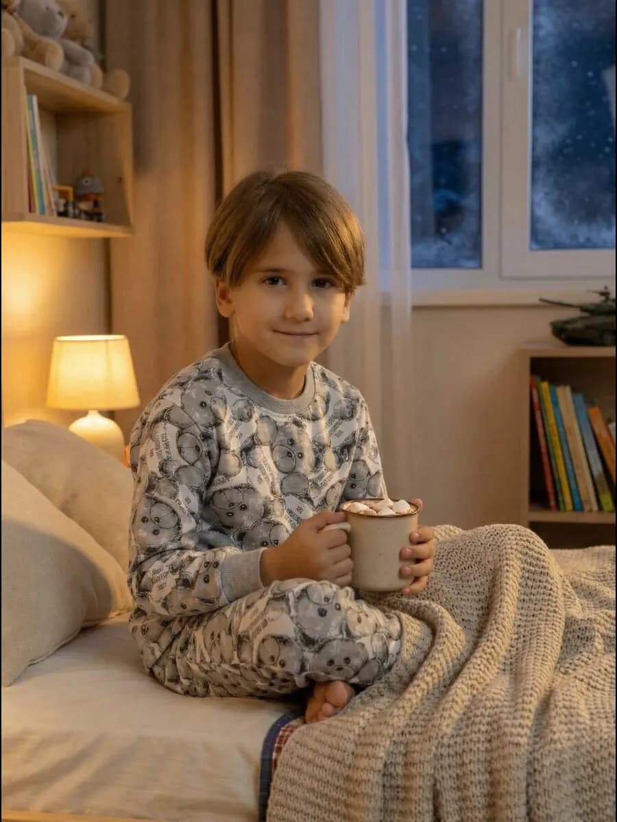 Теплая пижама детская с принтом