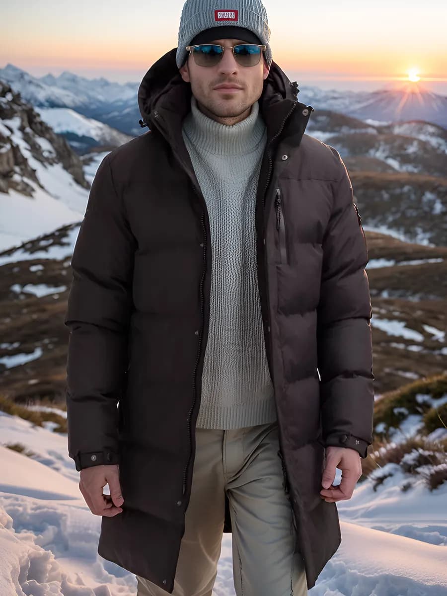 Куртка пуховик зимняя с капюшоном удлиненная - фото 1