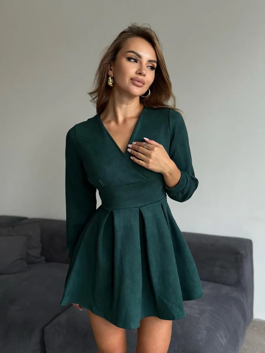 Праздничное платье мини замшевое