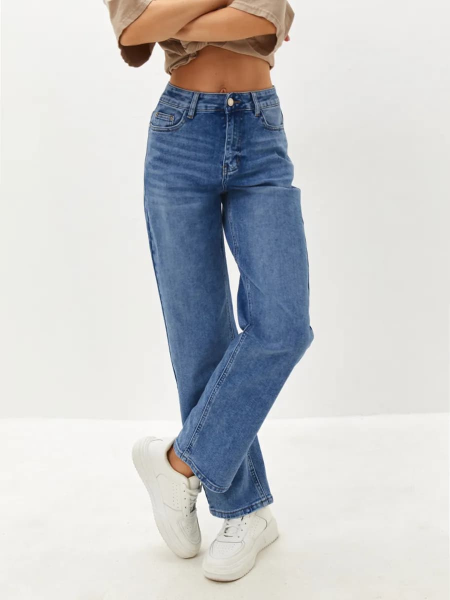 Джинсы прямые трубы высокая посадка