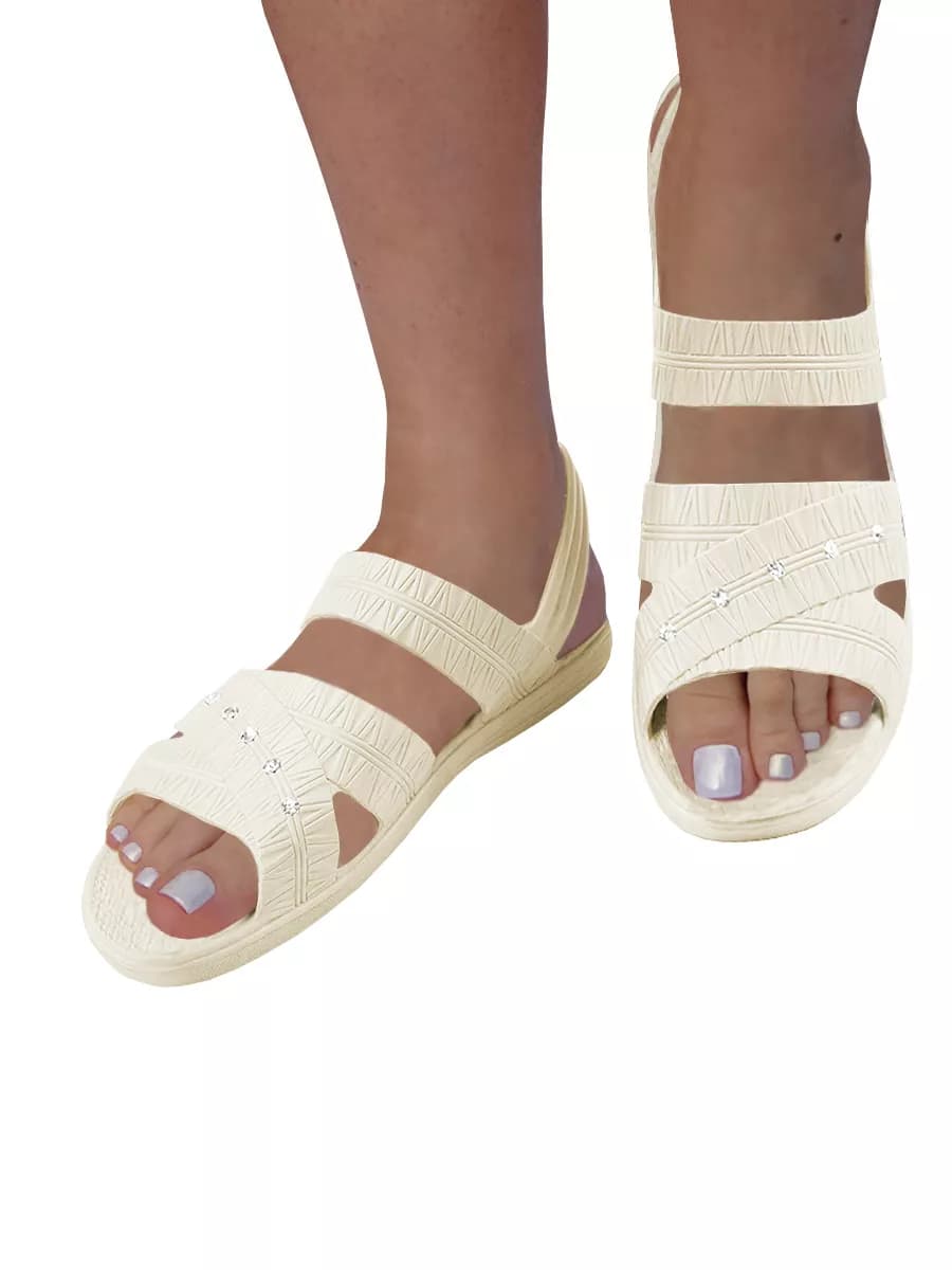 Резиновые шлепанцы со стразами для пляжа и бассейна - фото 1