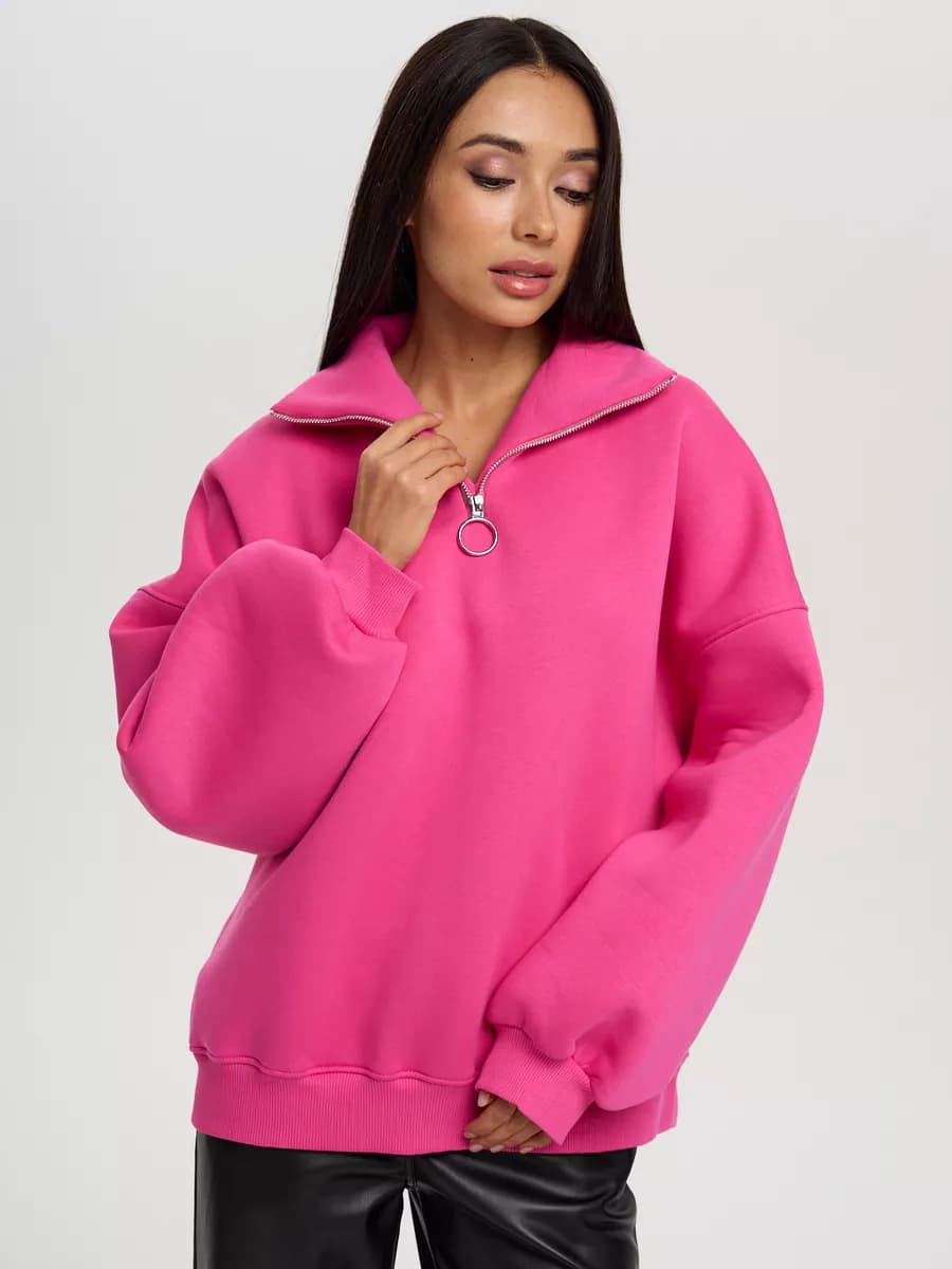 Свитшот оверсайз на молнии с воротником