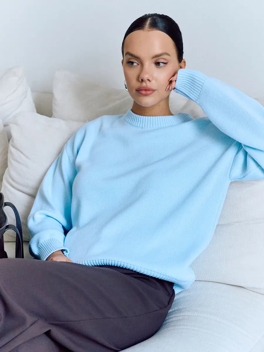 Джемпер вязаный теплый оверсайз