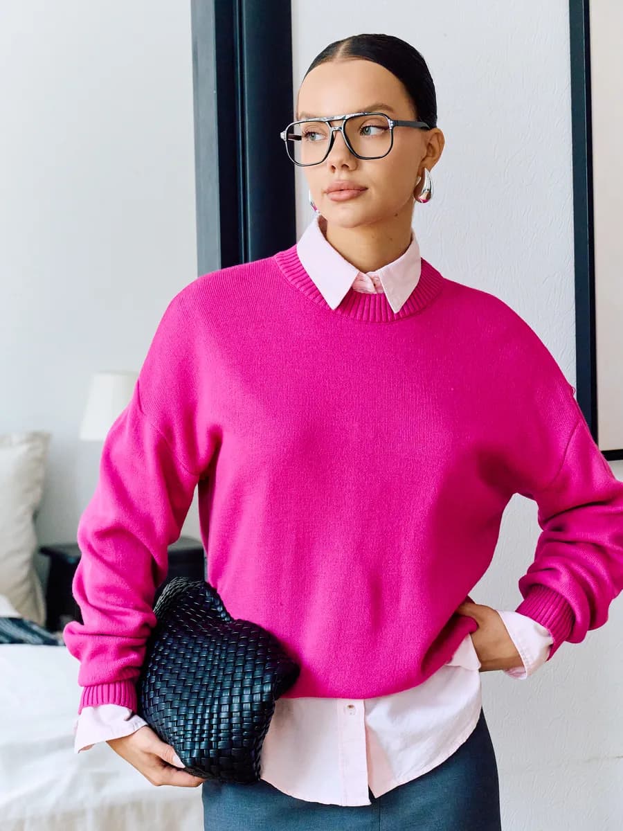 Джемпер вязаный теплый оверсайз