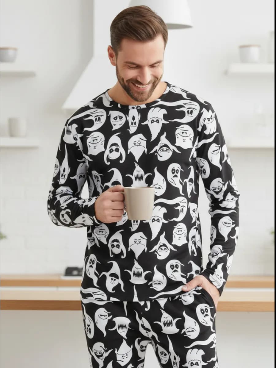 Пижама со штанами хлопковая с принтом