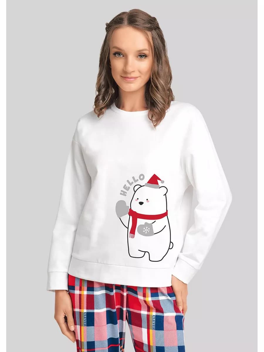 Джемпер новогодний теплый с начесом - фото 1