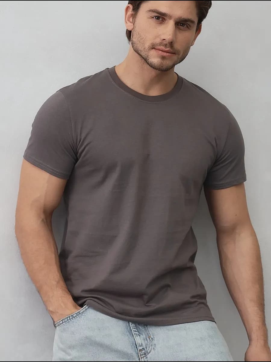 Футболка однотонная базовая хлопок - фото 1