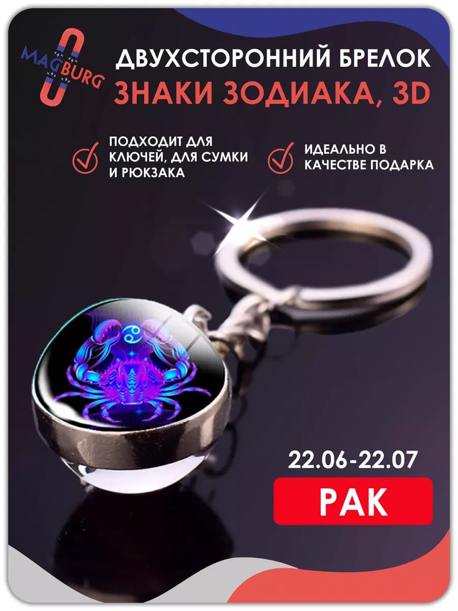 Брелок для ключей Знаки зодиака 3D Рак