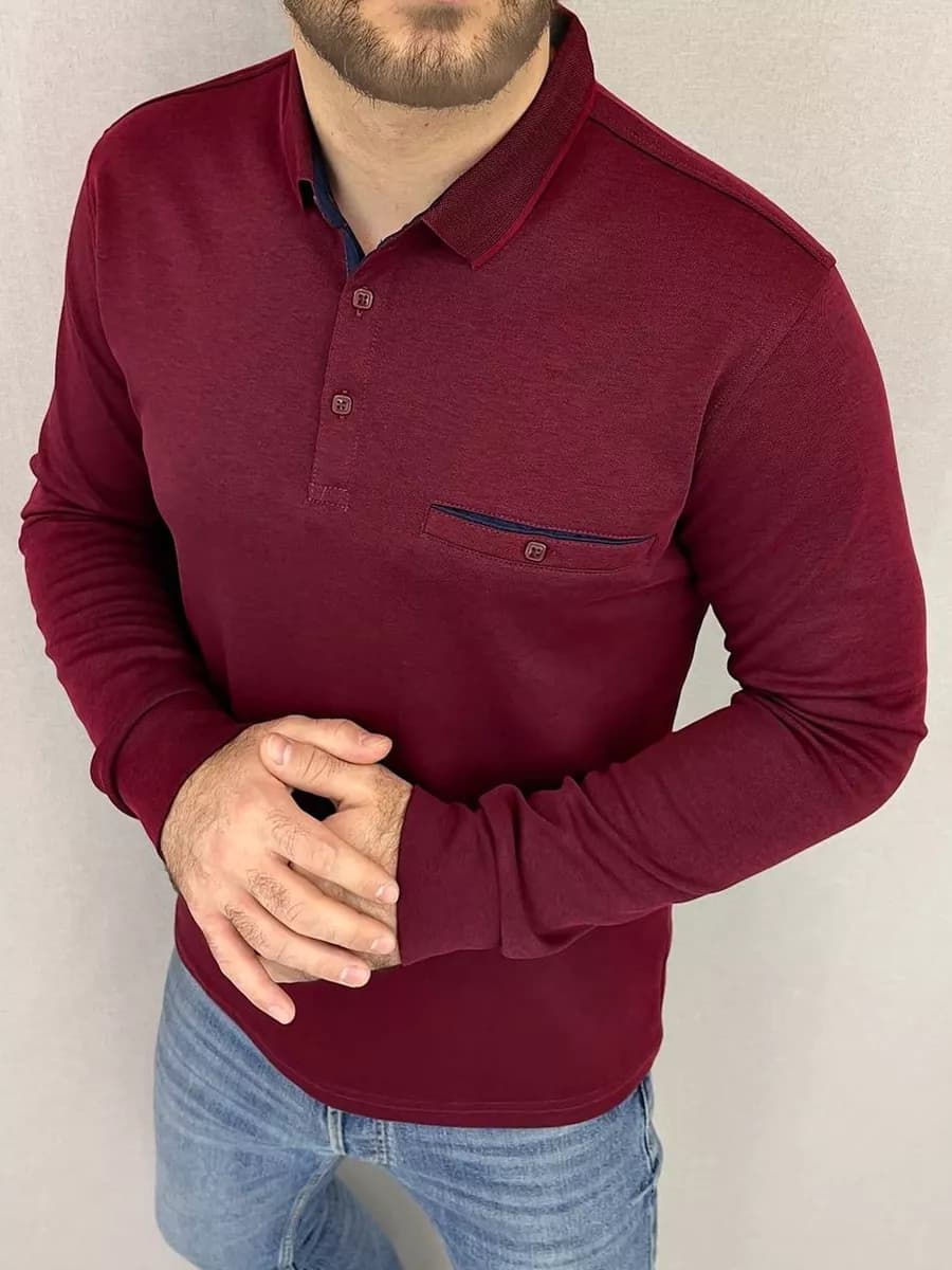 Футболка-поло c длинным рукавом