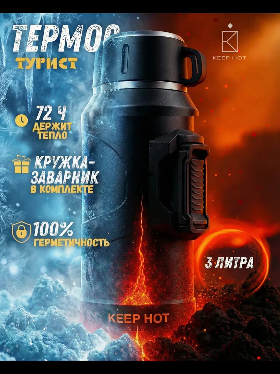 Термос 3 литра для горячих и холодных напитков