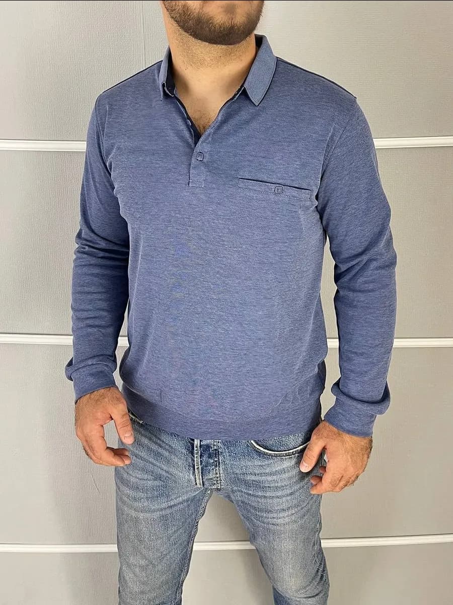 Футболка-поло c длинным рукавом