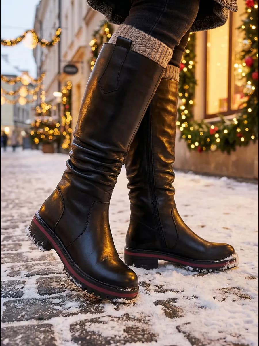 Сапоги из натуральной кожи на шерсти черные - фото 1