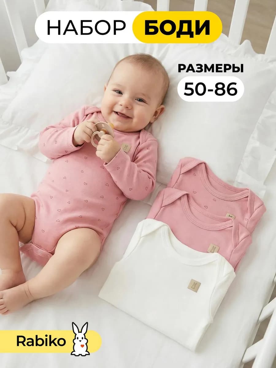 Боди для новорожденных девочек с длинным рукавом