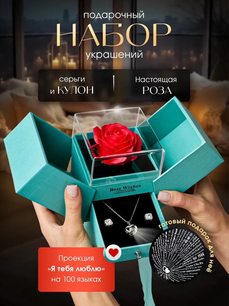 Подарок девушке кулон и серьги - фото 1
