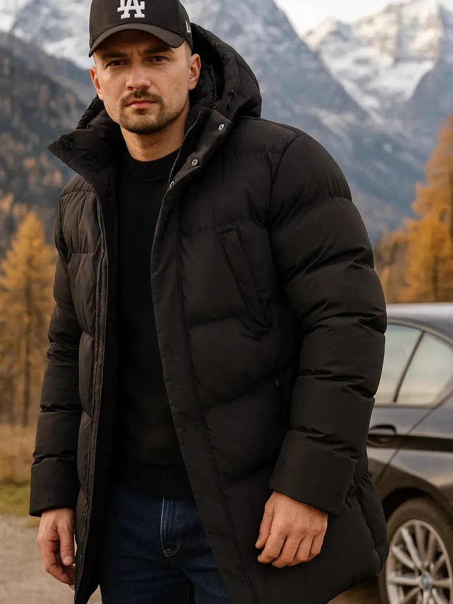 Куртка зимняя с капюшоном длинная