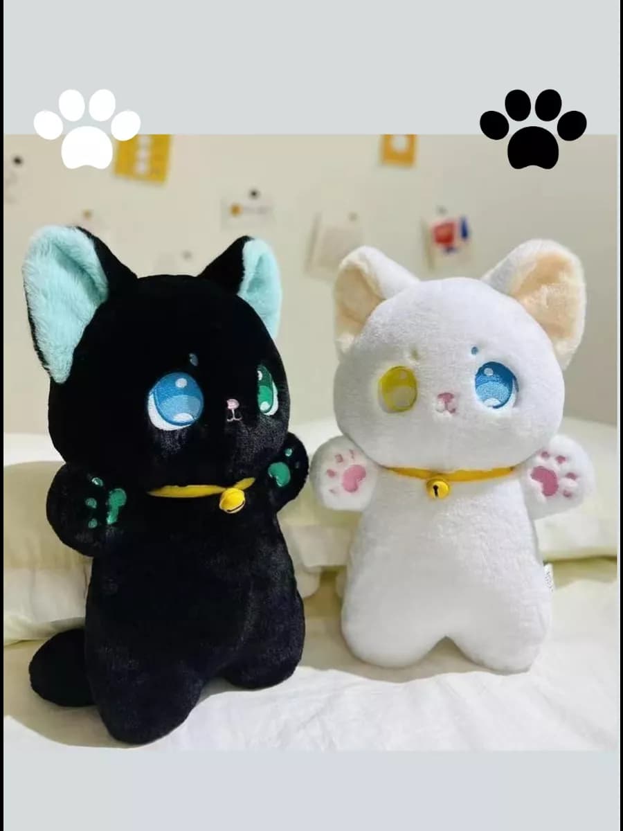 Кот аниме черный и белый