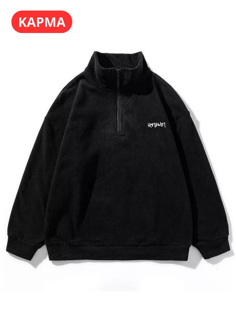 Толстовка флисовая оверсайз с воротником свитшот Халф зип