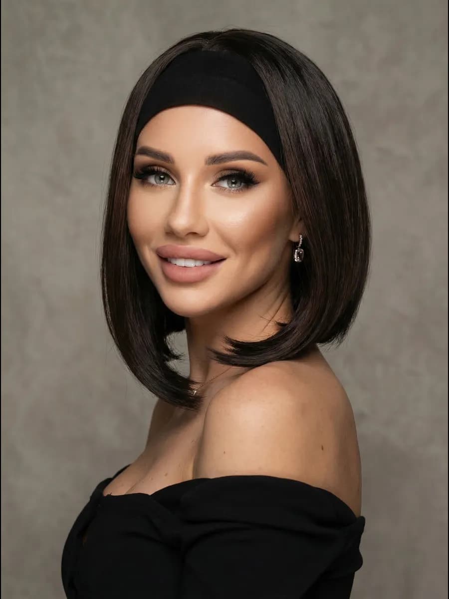 Парик каре с повязкой на резинке