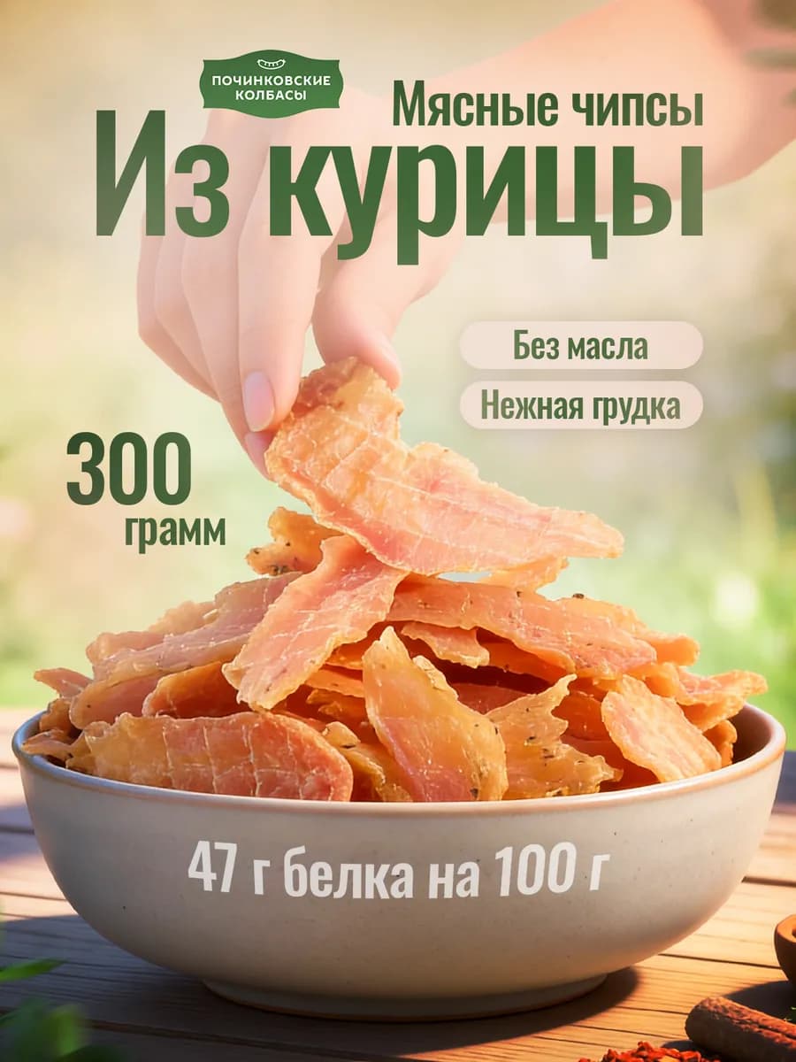 Мясные чипсы из курицы джерки 3 упаковки по 100 г