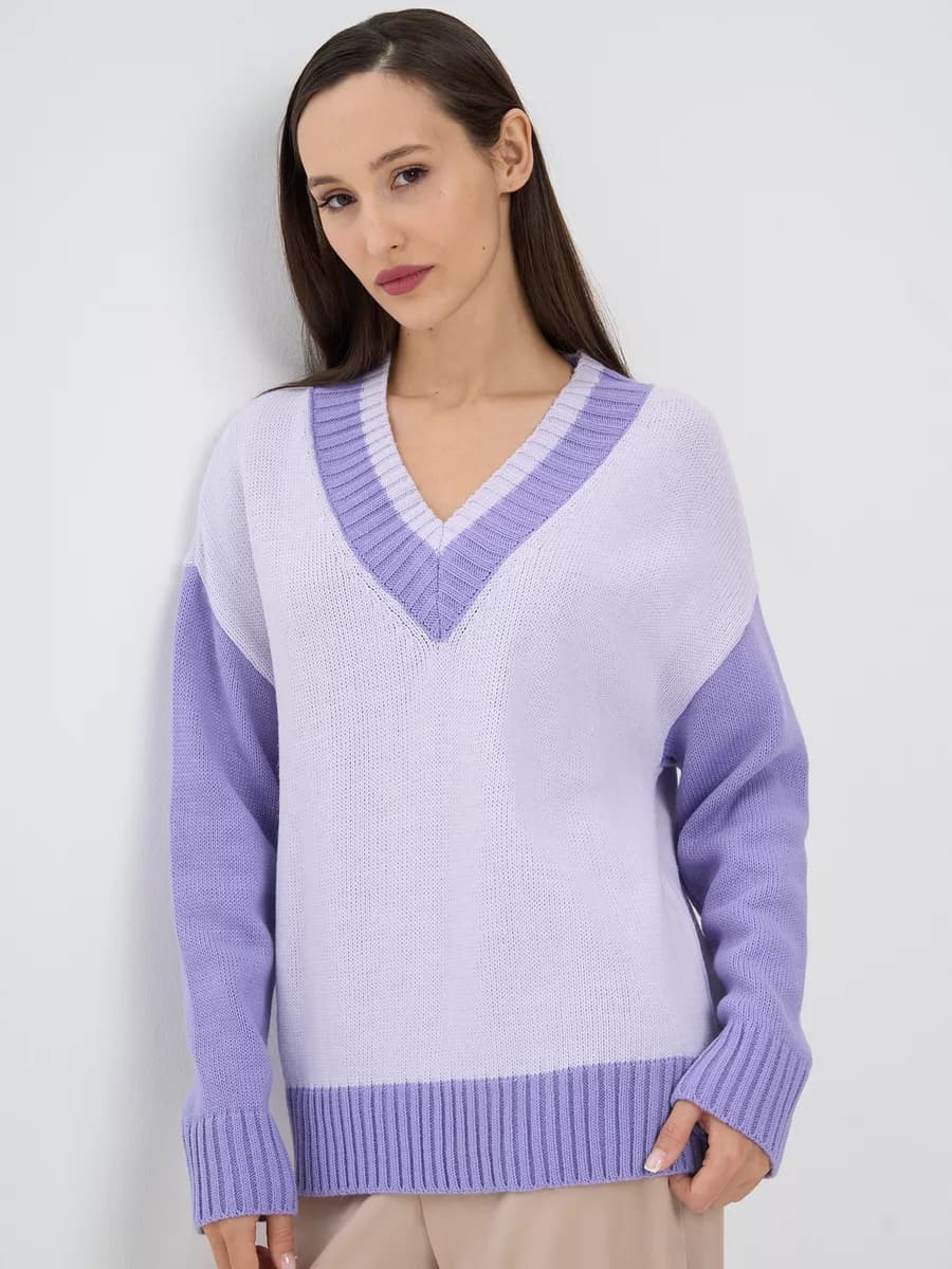 Пуловер теплый вязаный