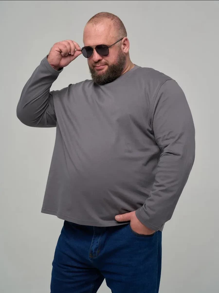 Лонгслив больших размеров с длинным рукавом