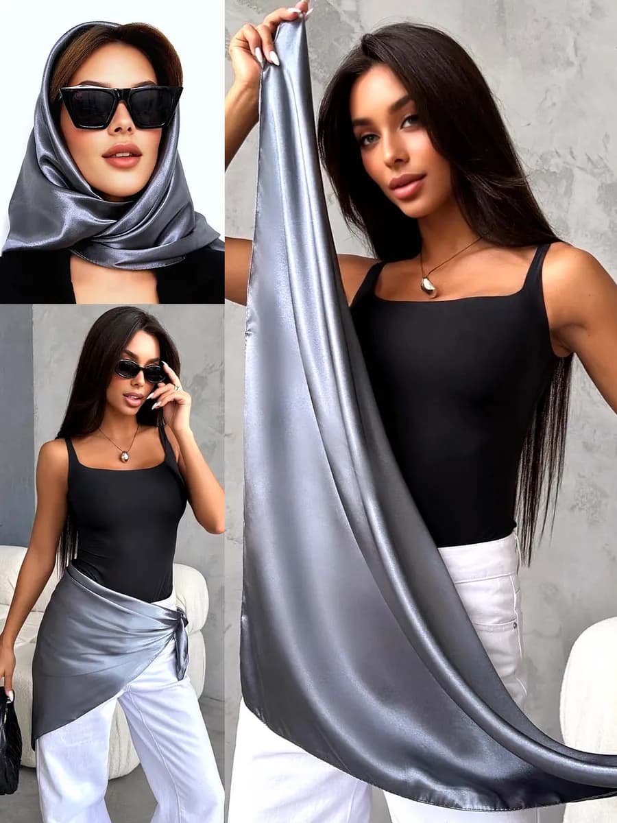 Шелковый платок женский на голову и шею