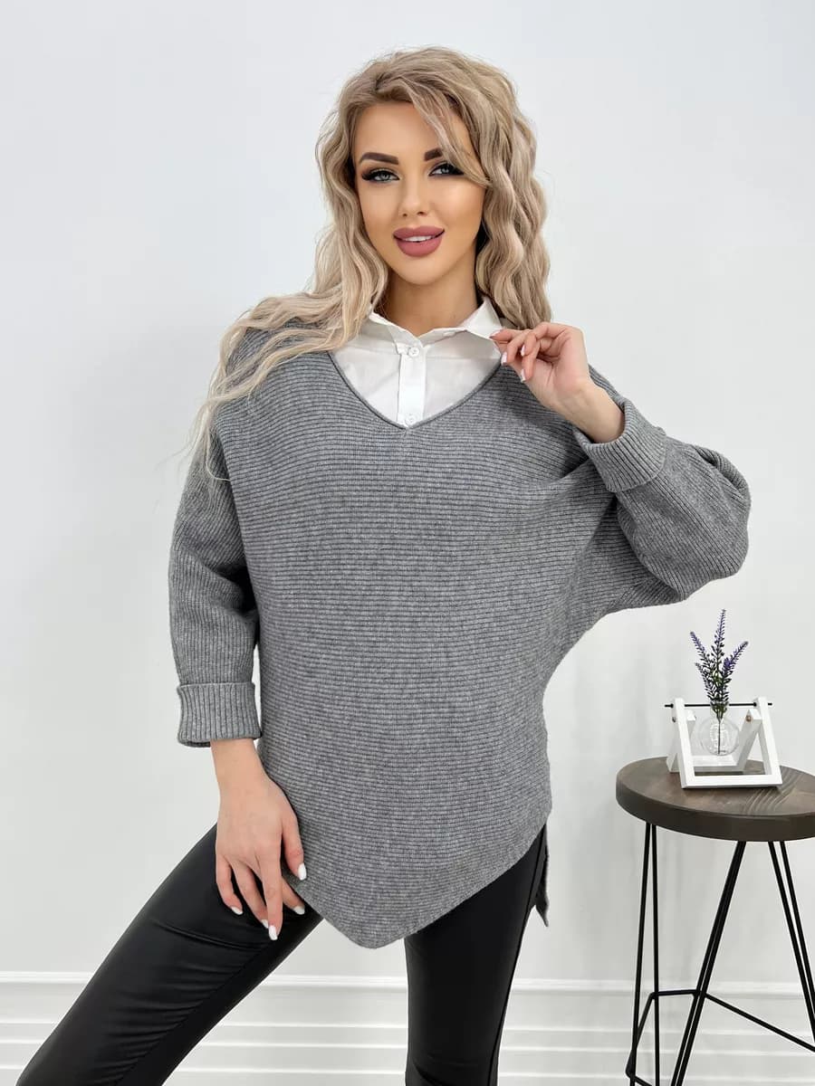 Пуловер оверсайз с длинным рукавом 3 4