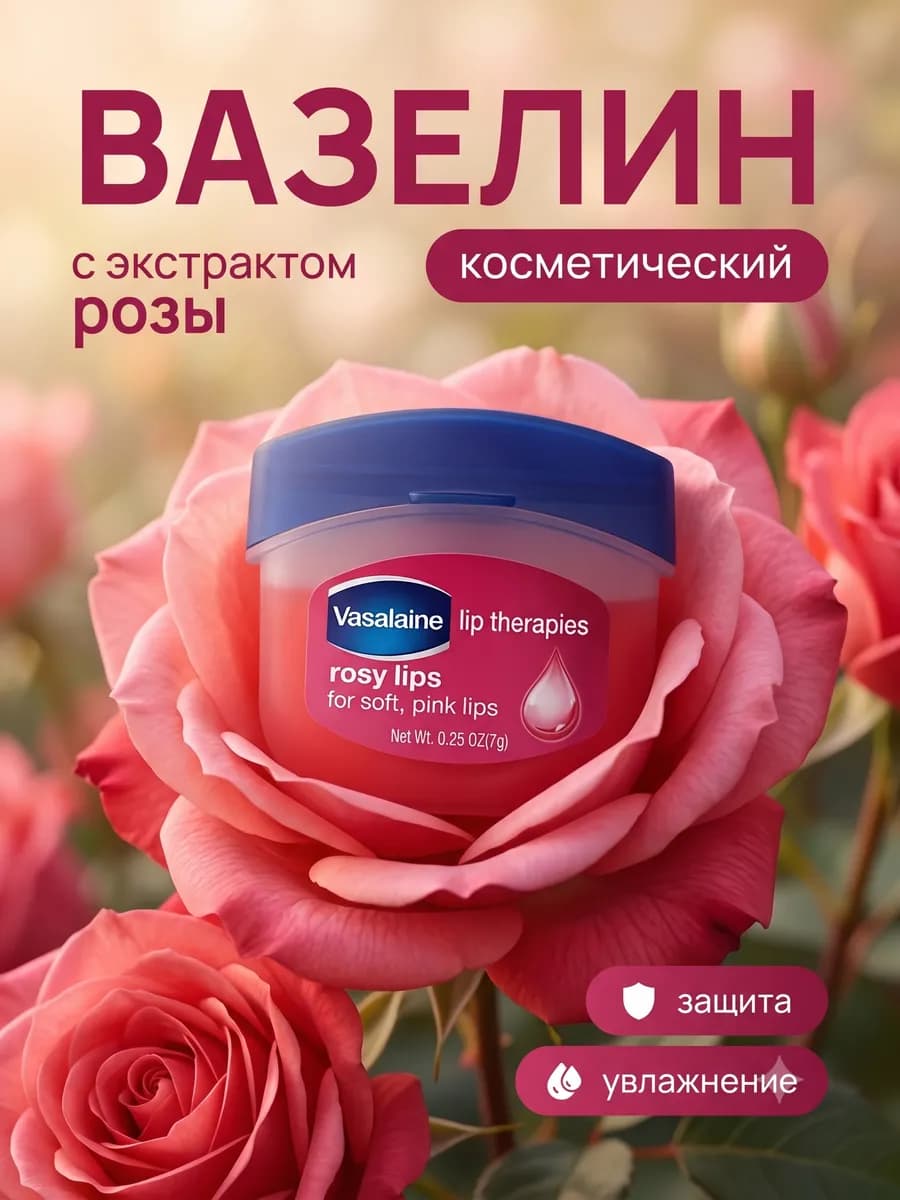 Бальзам для губ вазелин роза