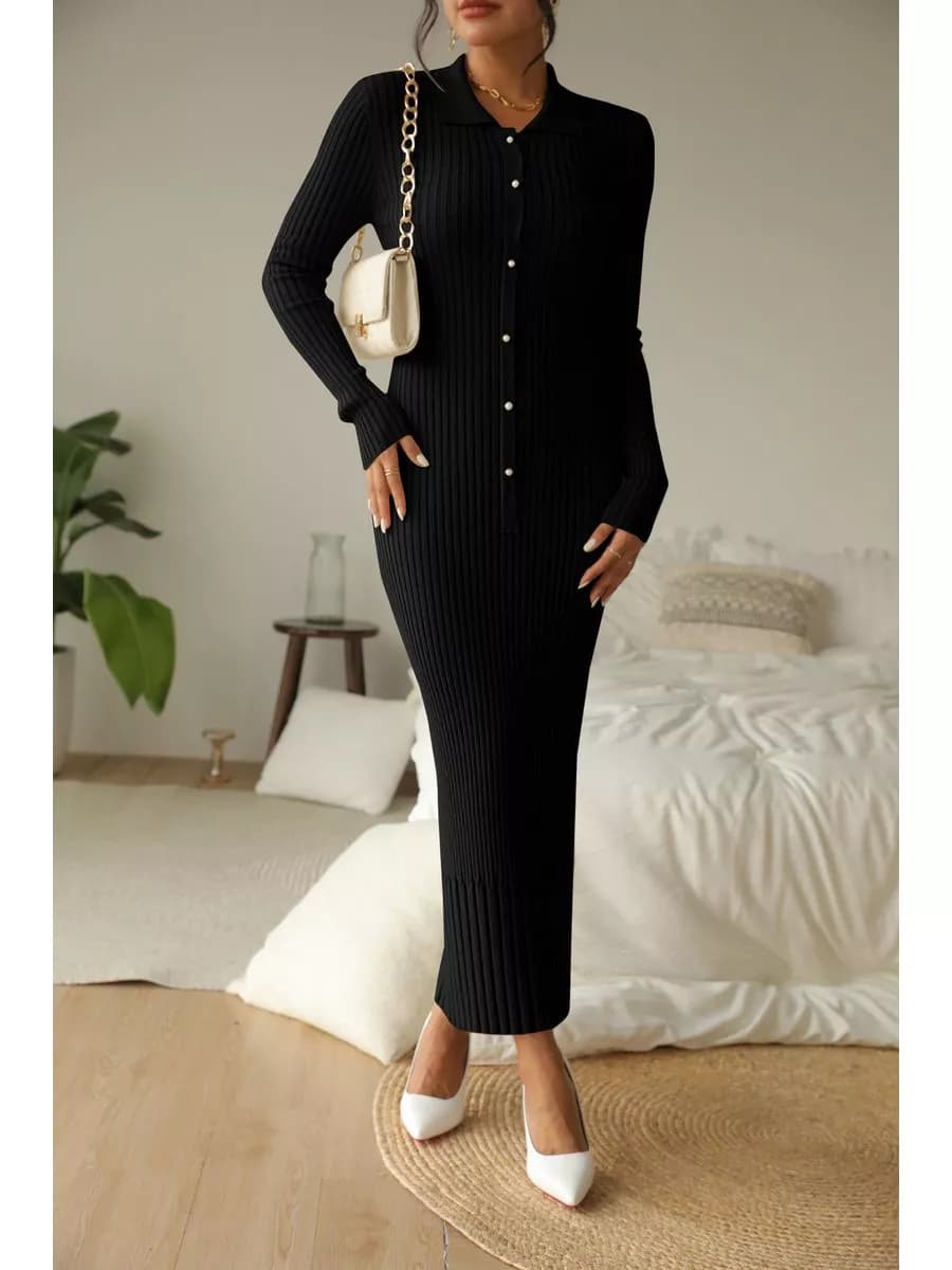 Платье теплое с длинным рукавом лапша