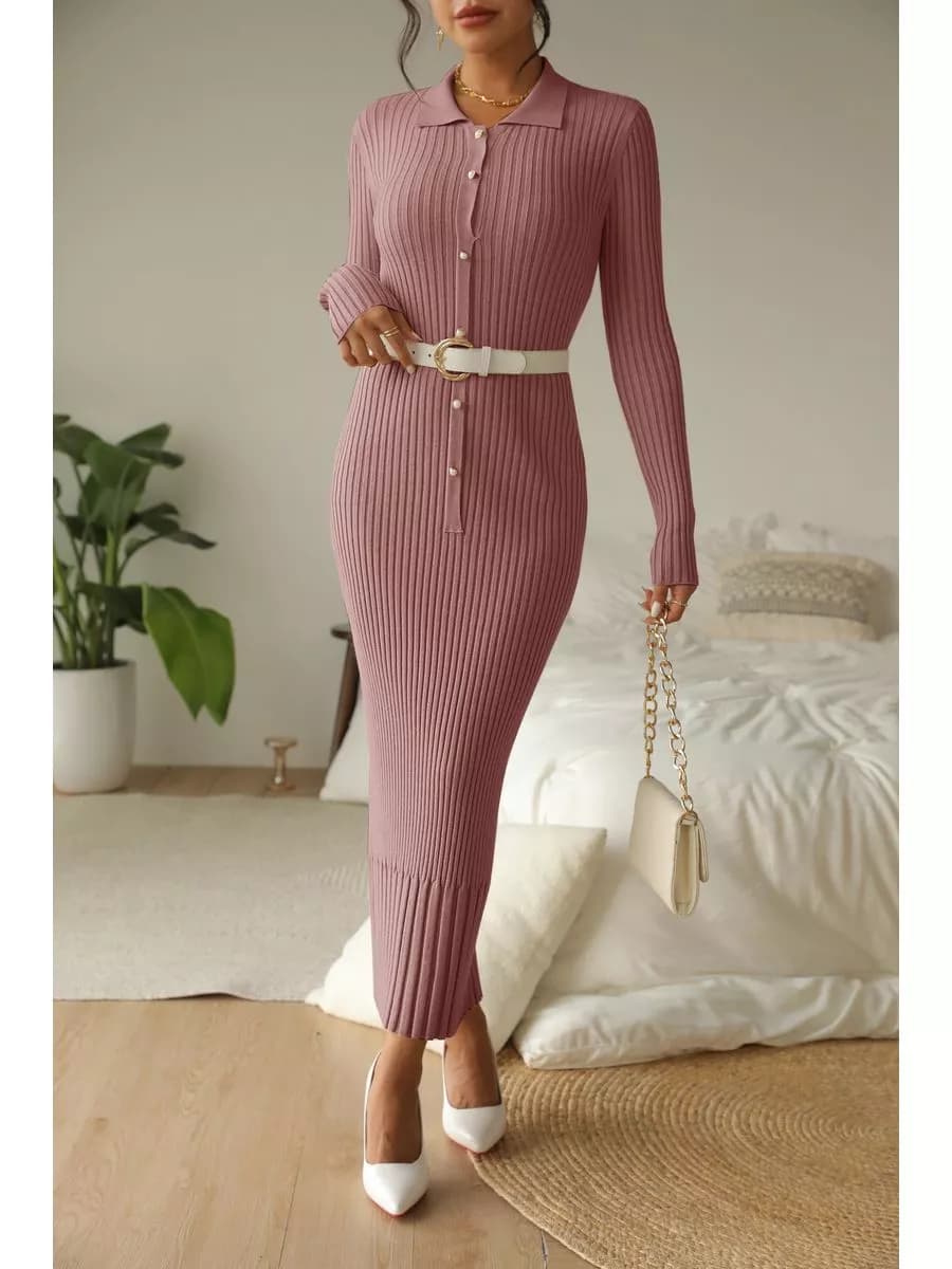 Платье теплое с длинным рукавом лапша - фото 1