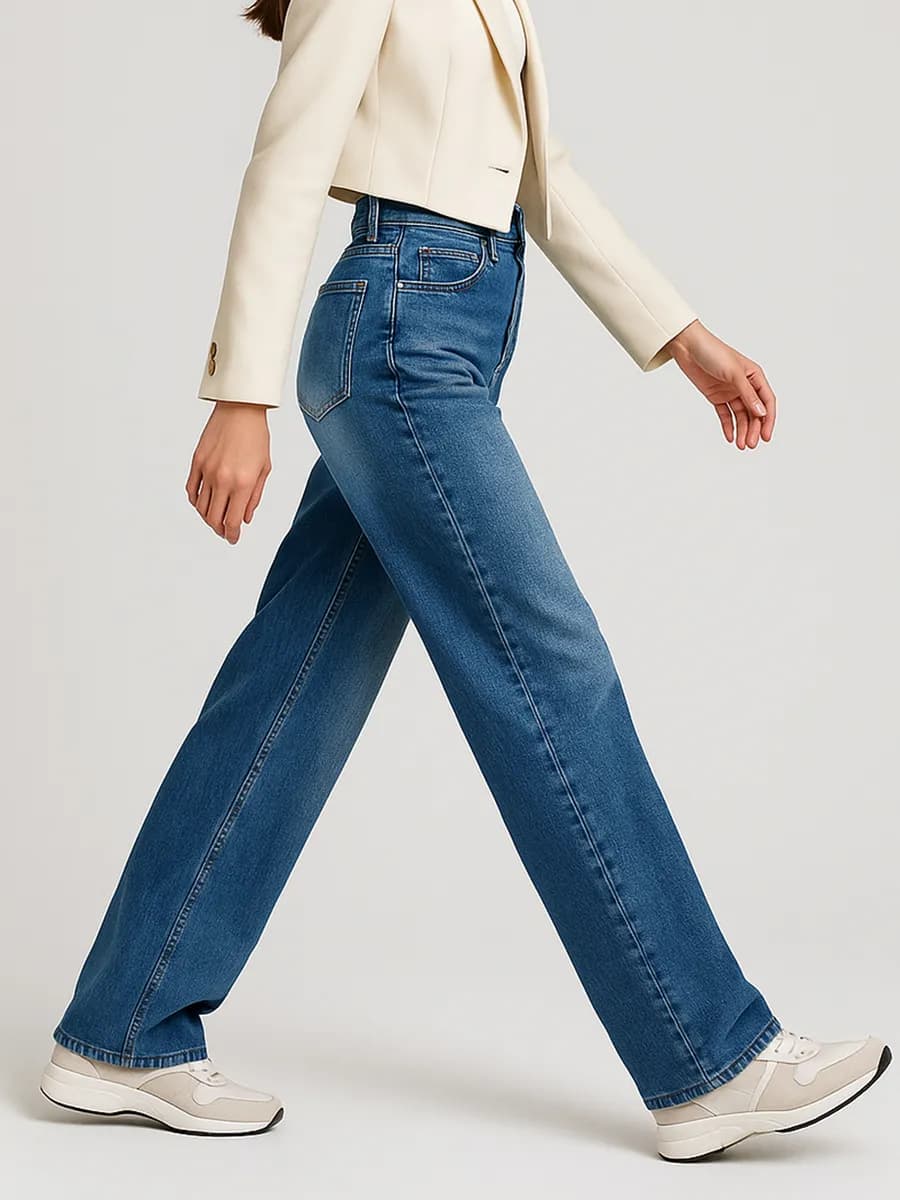 Джинсы прямые трубы с высокой посадкой