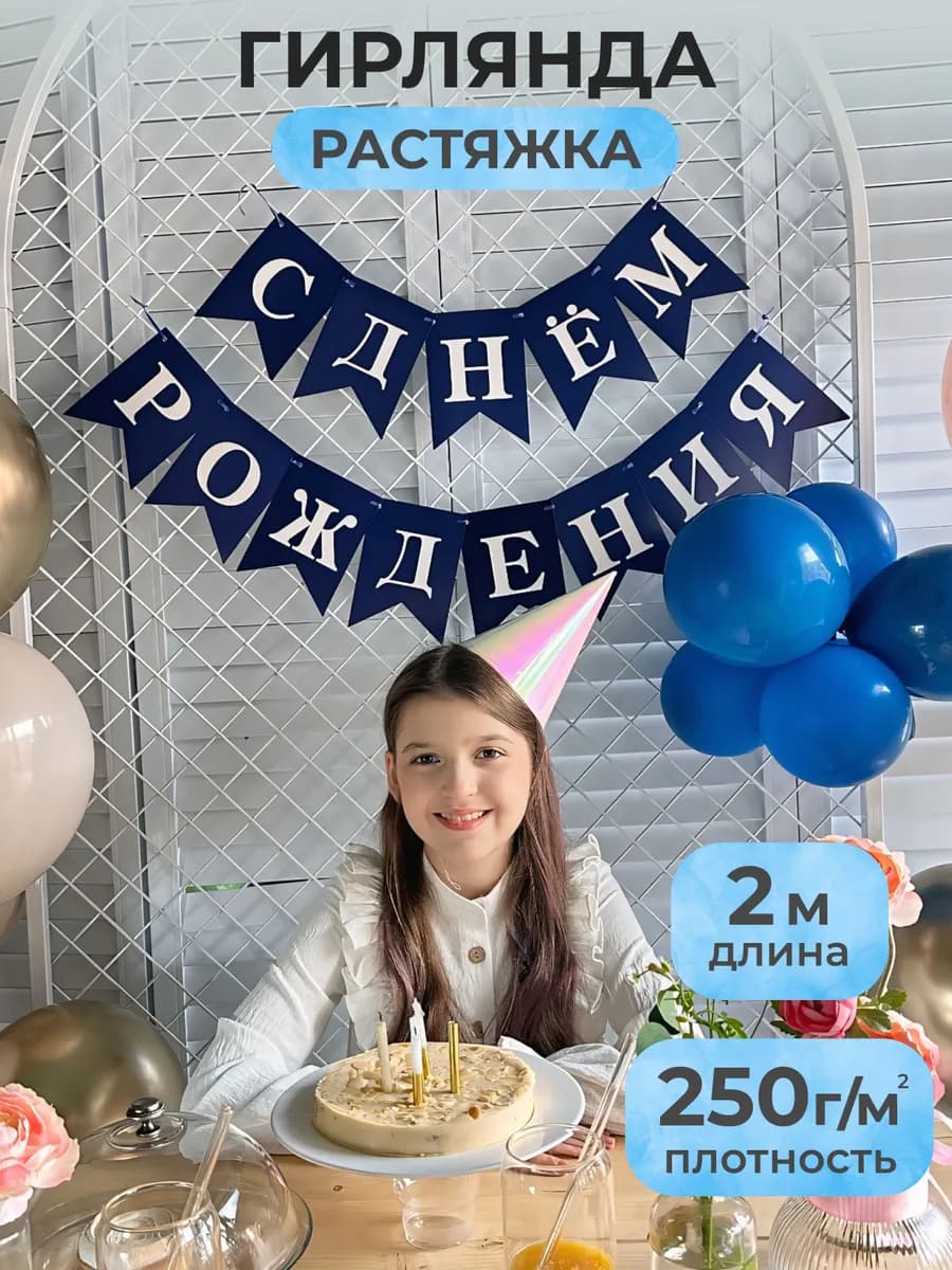 Растяжка - гирлянда - флажки С Днем Рождения