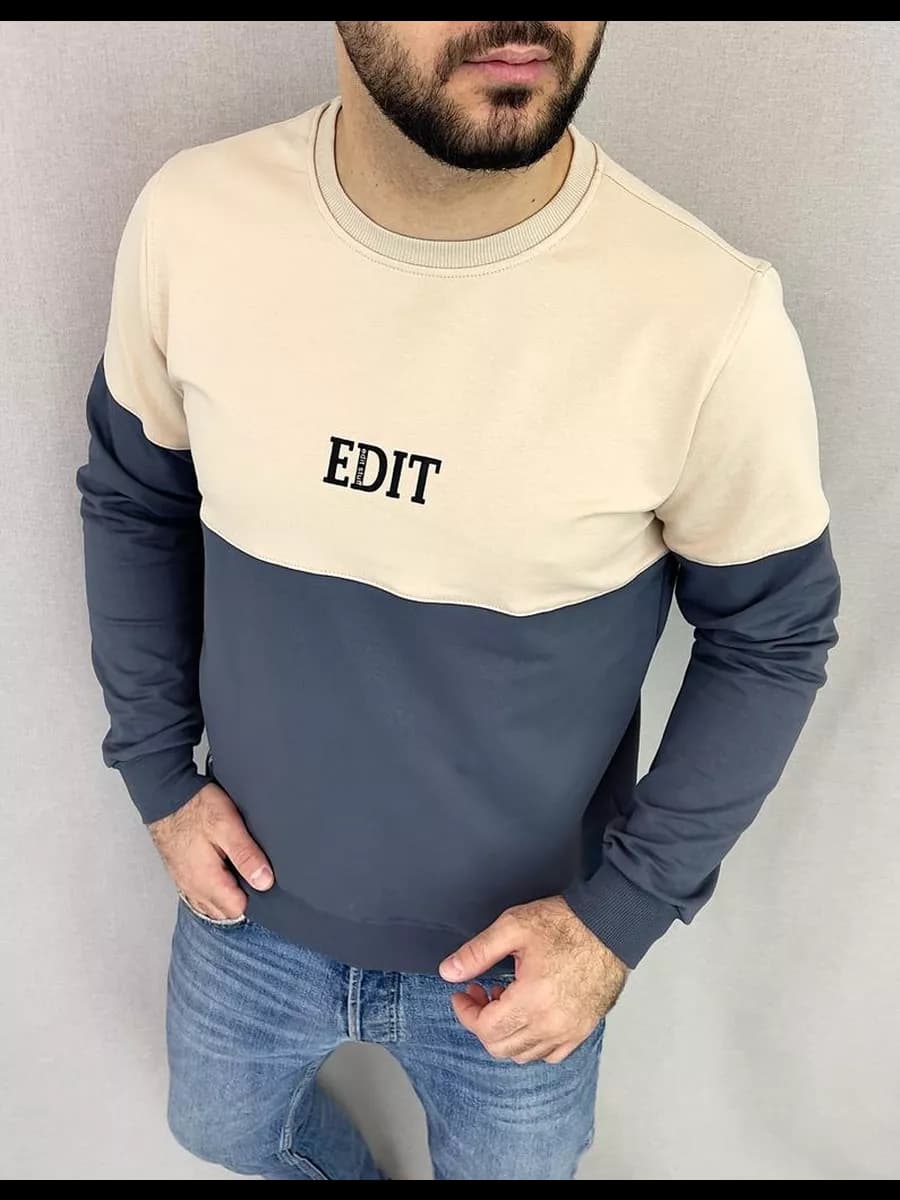 Худи оверсайз с принтом без капюшона с начесом