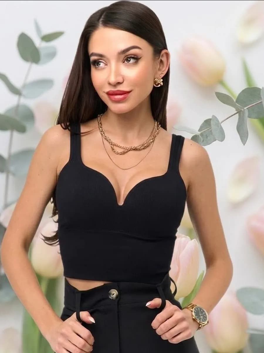 Топ вечерний черный пушап на лямках под пиджак