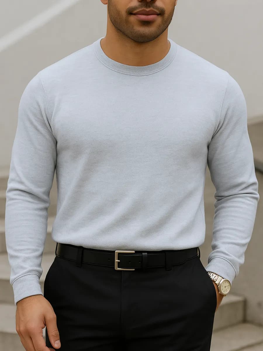 Лонгслив с длинным рукавом базовый из хлопка без начеса