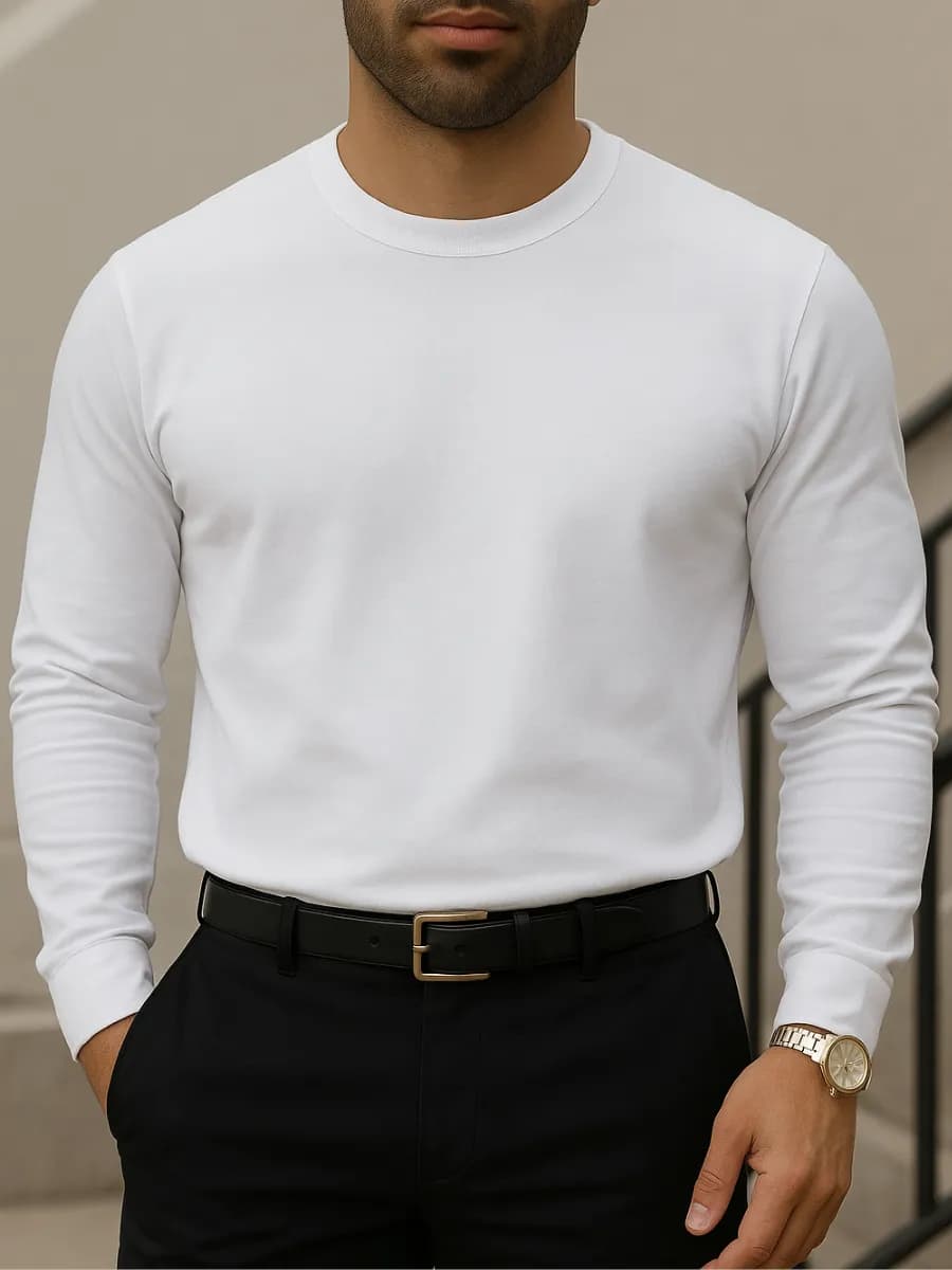 Лонгслив с длинным рукавом базовый из хлопка без начеса