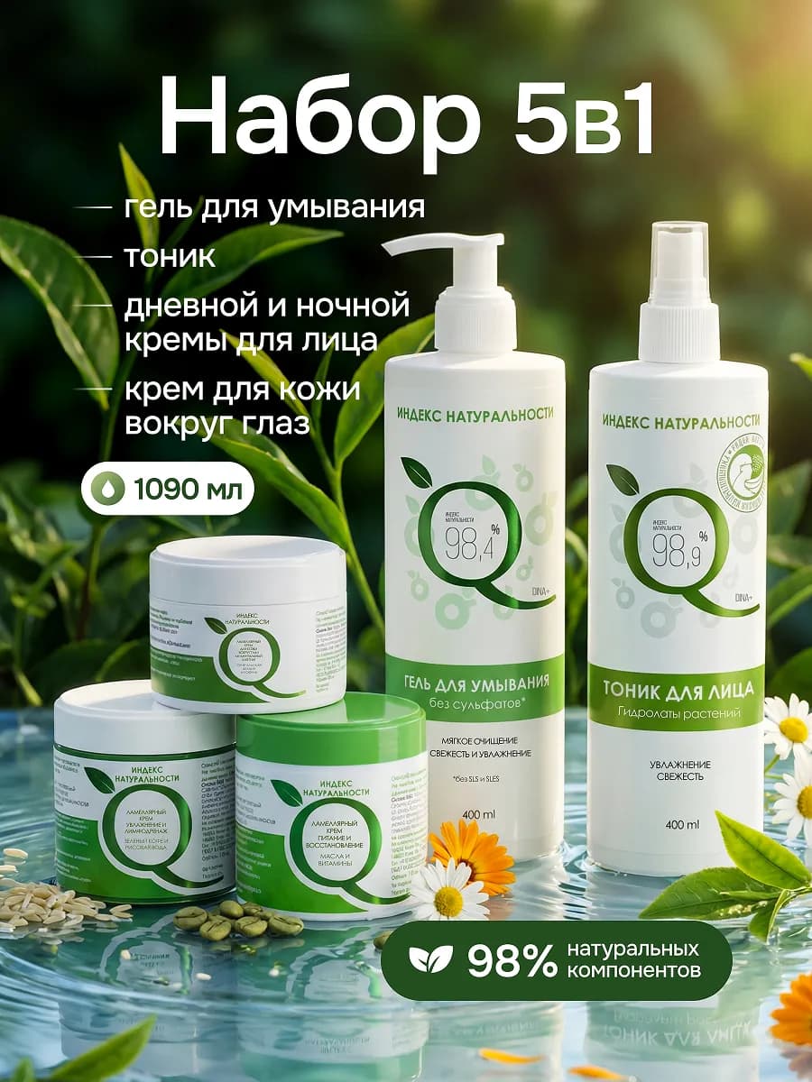 Подарочный набор гель, тоник, крема для ухода за кожей