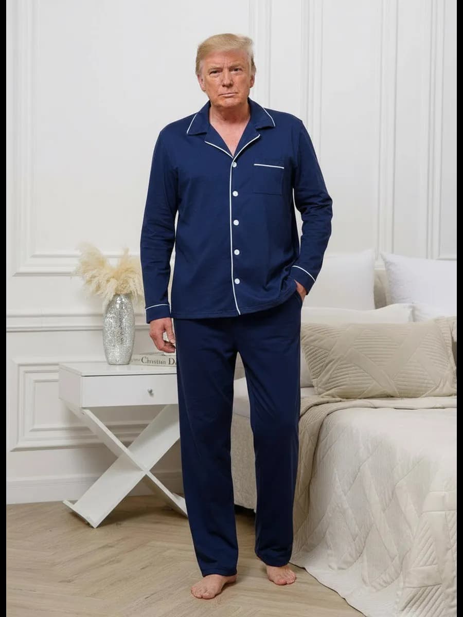 Пижама теплая классическая с брюками - фото 1