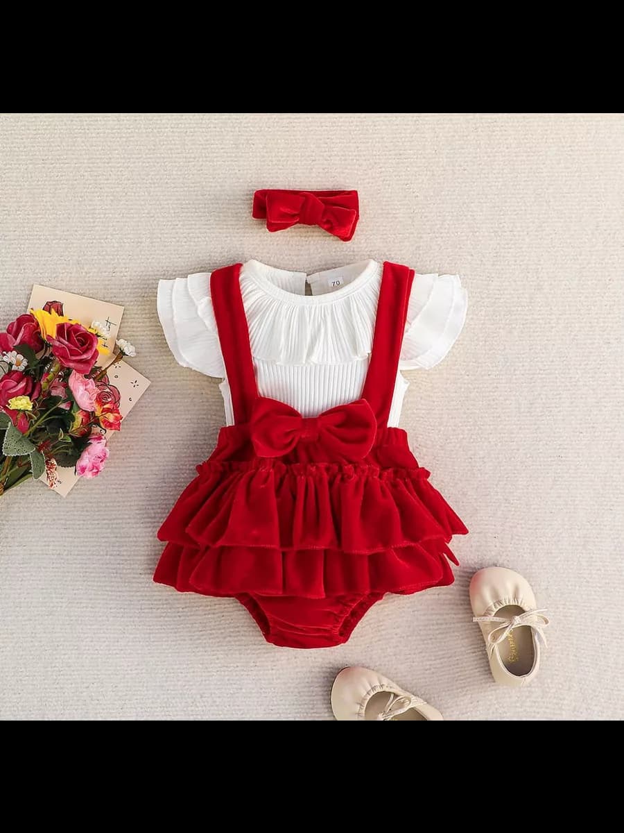 Боди праздничное для новорожденной с юбкой - фото 1