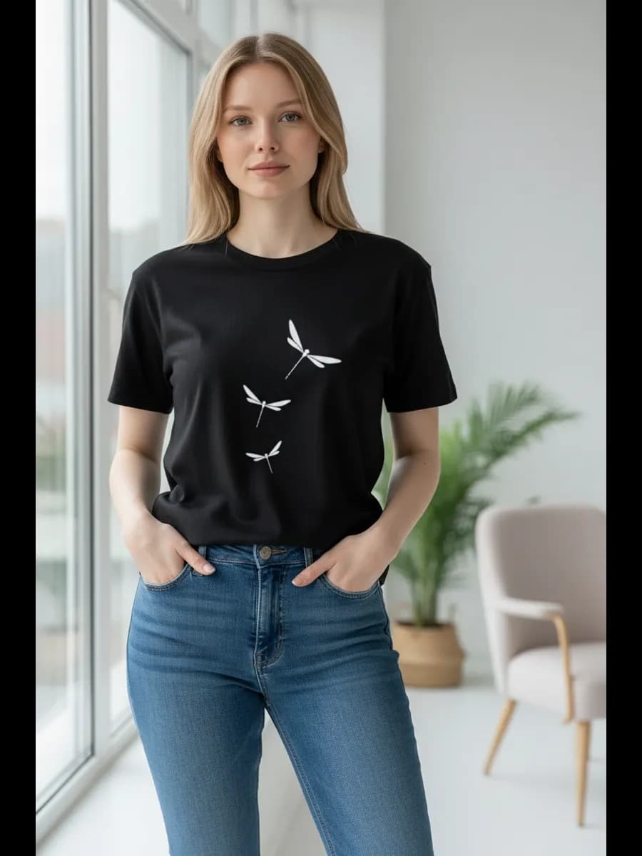 Футболка с принтом хлопок больших размеров - фото 1