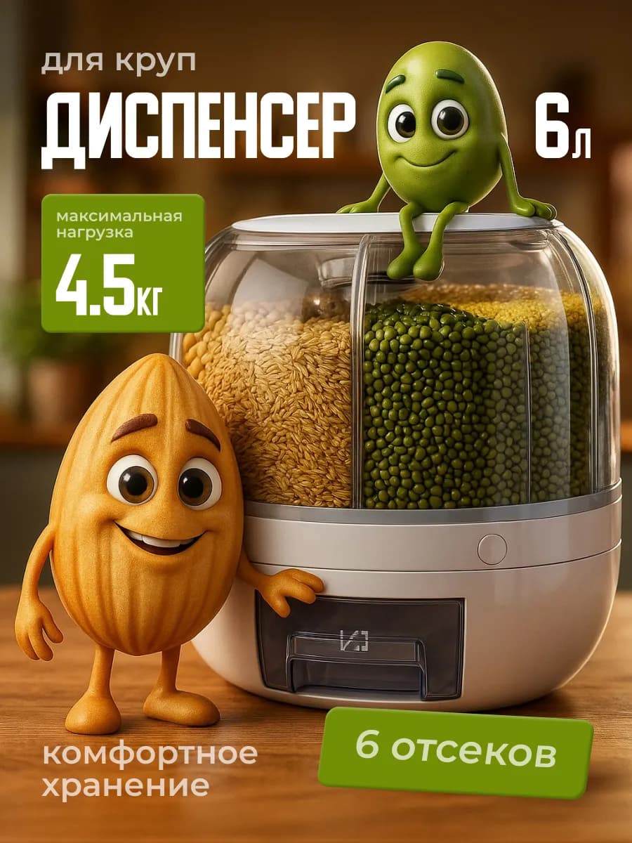 Диспенсер для круп и сыпучих продуктов 4,5кг