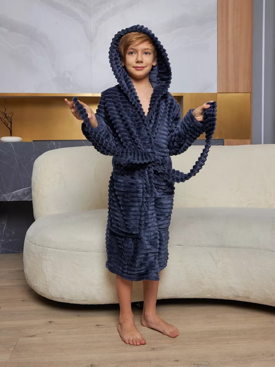 Халат детский для девочки и мальчика махровый с капюшоном