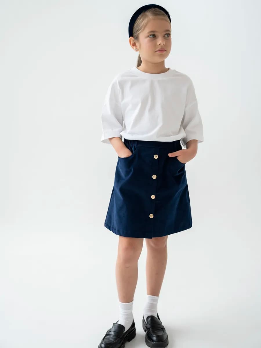Юбка школьная на резинке вельветовая