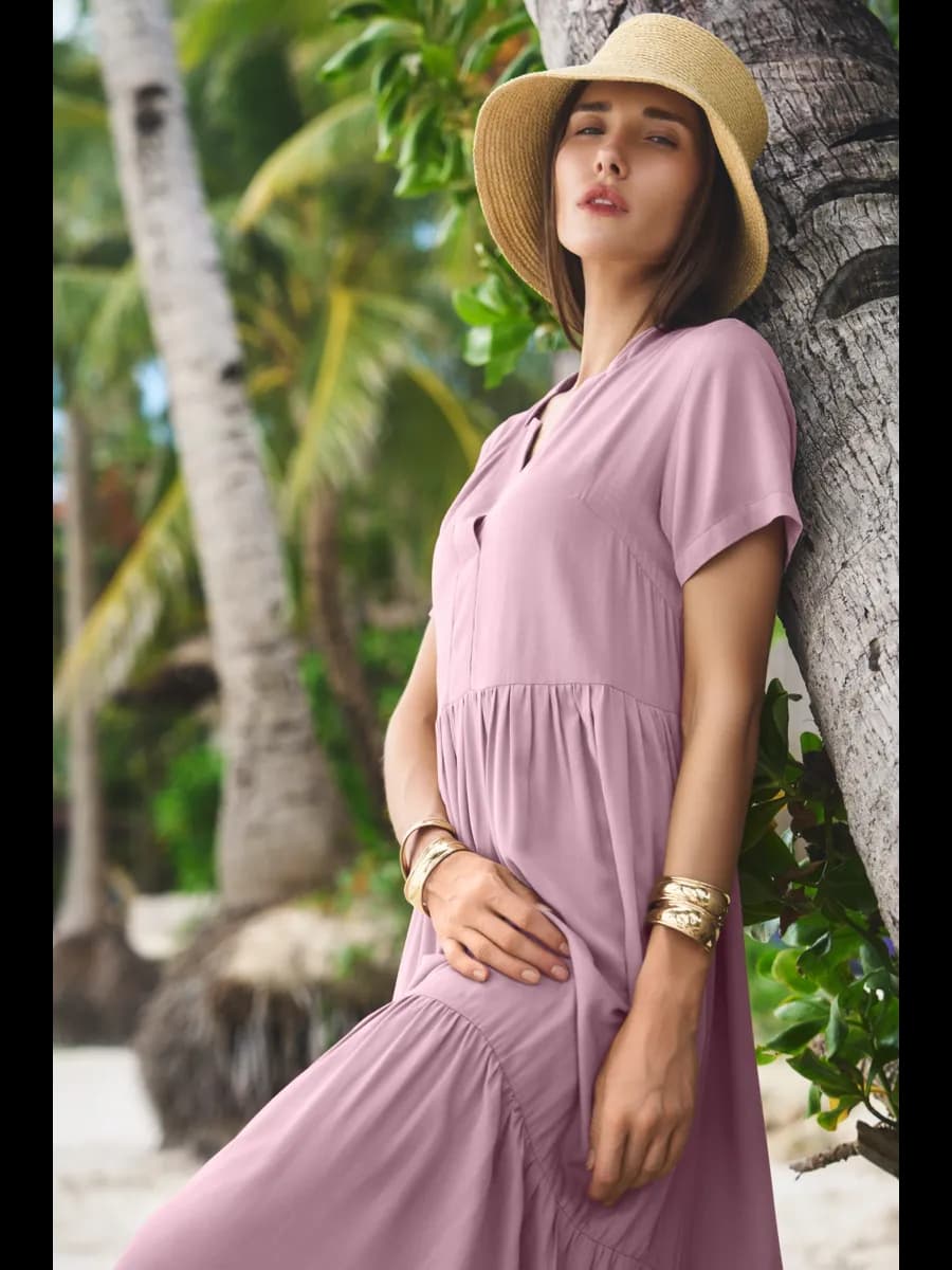 Платье женское бохо однотонное длинное