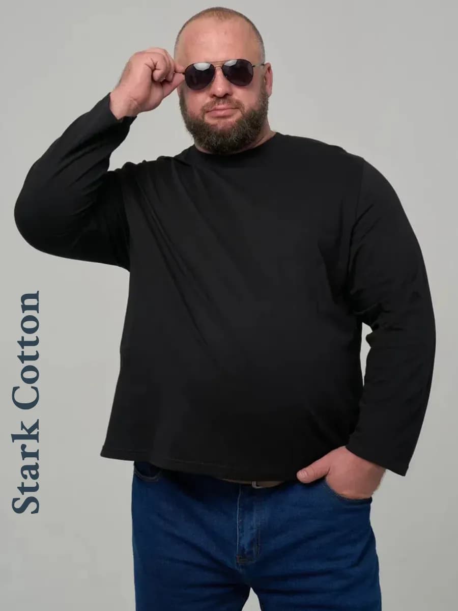 Лонгслив больших размеров с длинным рукавом