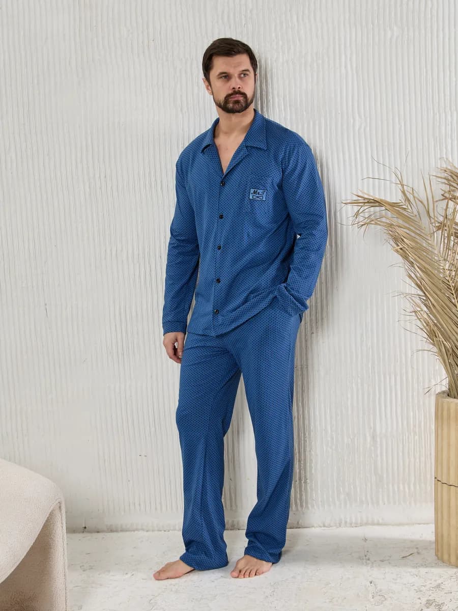 Пижама со штанами и рубашкой хлопковая