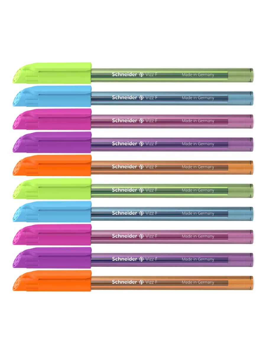 Ручка шариковая "Vizz F Neon" синяя, 0,8 мм, 10 шт