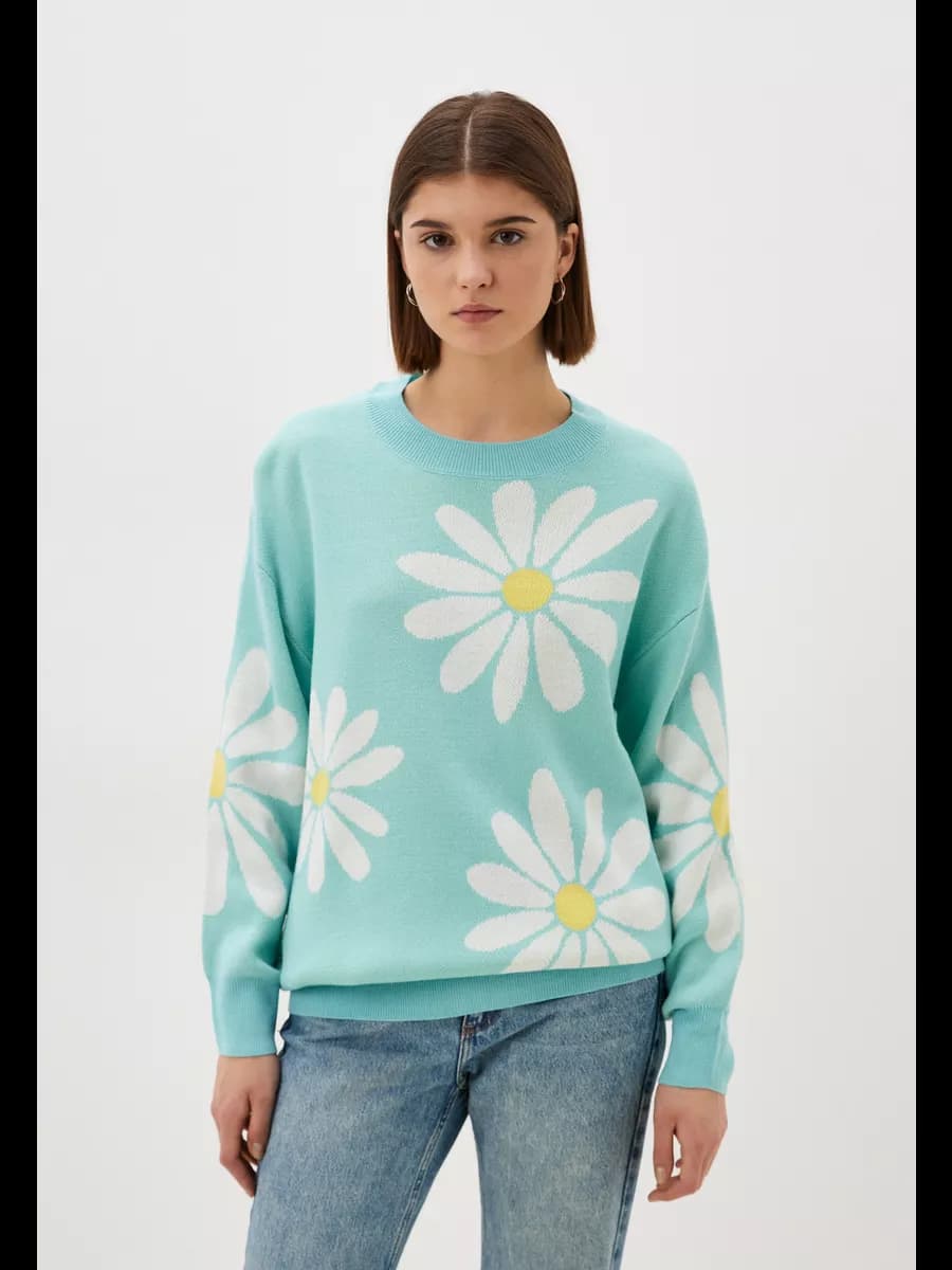 Джемпер вязаный с принтом - фото 1